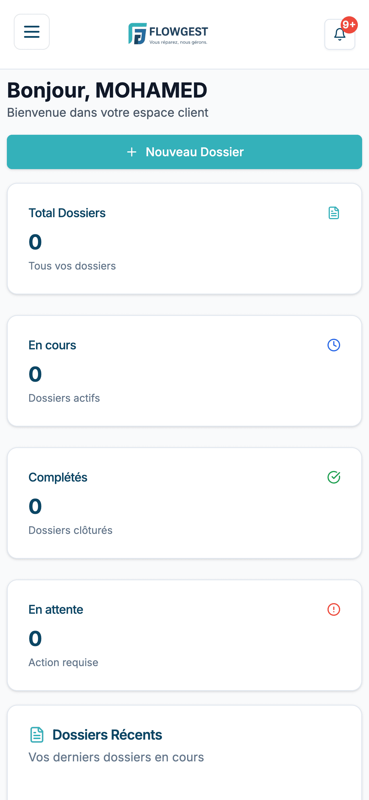 FlowGest Mobile Dashboard